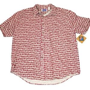 Men’s North Crest 100% Silk Casual Button Down Short Sleeve Shirt, Size XL NEW